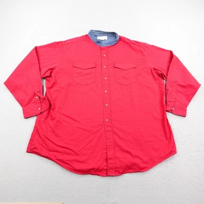 Camisa masculina fina vintage Panhandle 3XL vermelha denim colarinho faroeste botão para cima - Imagem 1 de 4