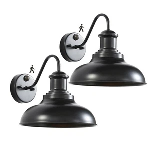 2er Pack Bewegungsmelder Außenwandleuchte, Schwarz Sensor Veranda Wandleuchten, Ext... - Bild 1 von 6