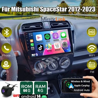 YBB-AUTOPARTS Für Mitsubishi Mirage Space Star Autoradio Apple CarPlay Android 14 GPS Navi