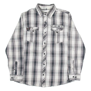 HARLEY DAVIDSON Mens Shirt Grey Striped Long Sleeve XL - Picture 1 of 6