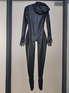 Latex Rubber Black Catsuit Bodysuit Jumpsuit Fullbody Overall Size Men XXS