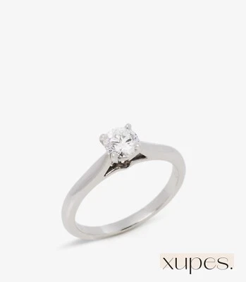 Anillo Cartier de platino solitario de diamantes de 0,31 quilates talla brillante de 1895 Foto 1 de 4