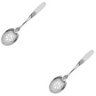 2pcs Perforated Stainless Steel Serving Spoon Slotted Spoon Dining Hall Public