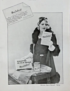 PUBLICITÉ DE PRESSE 1932 HEUDEBERT BISCOTTES DE PAIN GRILLÉ - CAFÉ SANS CAFÉINE - Foto 1 di 1