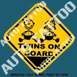 TWINS ON BOARD DECAL STICKER CAR SUV AWD 4WD VEHICLE SAFETY WARNING STICKERS - Picture 1 of 1