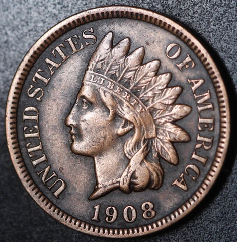 1908-S INDIAN HEAD CENT - With LIBERTY & DIAMONDS - XF EF Cover