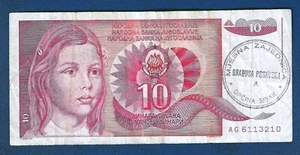 10 Dinara 1990. Yugoslavia, Croatia banknotes, regional stamp SISAK ! - Picture 1 of 2