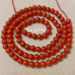 5mm AAA Top Grade Undyed Mediterranean Sardinia Tomato Red Coral Round Beads 18" - Picture 1 of 7