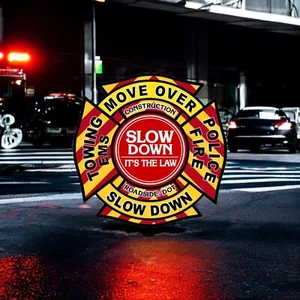 Firefighter Decal Move Over Slow Down Maltese Cross Reflective Window Sticker - Bild 1 von 8