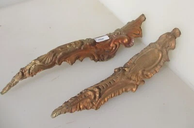 Brass Ormolu Hardware French Mount Old Rococo Leaf Gilt Antique STYLE 8" & 10"H - Image 1 of 4