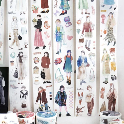 Lady Girls Adhesive Washi Tape Bullet Journals Planner Scrapbooking DIY Stickers Foto 1 de 4
