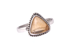 925 Sterling Silver Citrine Gemstone Rose Gold/Gold Plated Wedding Ring GRS-1333 - Picture 1 of 19