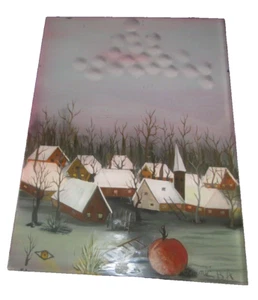 CROATIA naive glass painting Croatian folk art painting glass Boris Krunic - Picture 1 of 10