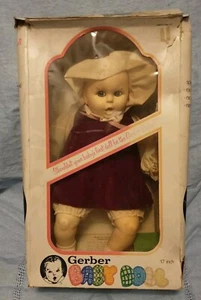 Vintage Gerber 17" Baby Doll 1979 Sideways Moving Eyes In Box Red Velvet Dress - Picture 1 of 15