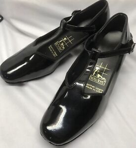 Tic Tac Toes Black patent leather Dance Shoe Peggy #608 6.5 Narrow U.S.A. Made