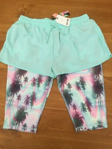 Next Girls Turquoise/Palm Tree 2-in-1 Sports Shorts/Leggings - BNWT - Picture 1 of 2