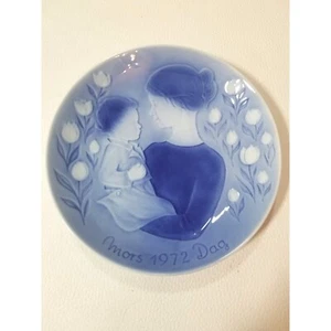 1972 Desiree Denmark Mors Dag Mother's Day Blue Plate Mother Child Good Night 7" - Picture 1 of 5