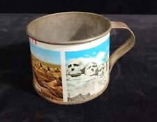 Rustic South Dakota Souvenir Tin cup Rushmore, Badlands, Dino Park, Needle Eye