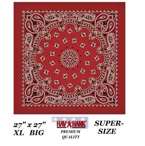 Hav-A-Hank XL SUPER OVER SIZE RED PAISLEY 27" BANDANA Head Wrap Scarf Face Mask - Picture 1 of 1