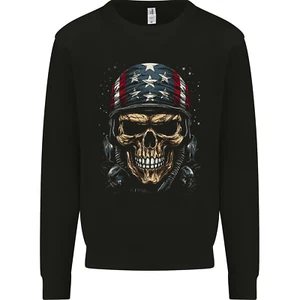 American Bandana Skull USA Biker Kids Sweatshirt Jumper - Picture 1 of 3