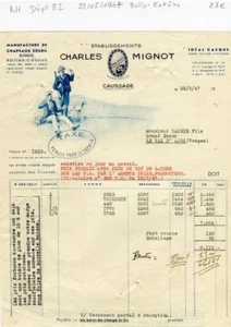 Dépt 82 - Caussade - Belle Entête Manufacture de Chapeaux de Soleil de 1947 - Foto 1 di 1