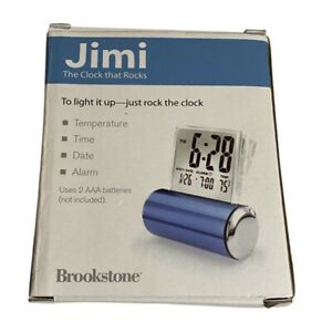 New Brookstone Jimi The Clock That Rocks Lighted Motion Alarm Temperature Blue
