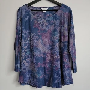 Christopher & Banks Womens Large Camoflauge & Striped Blue Sleeveless Blouse - Picture 1 of 9