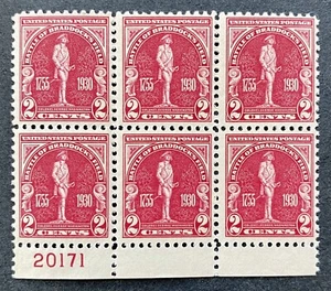 SoCo Stamps - US Scott #688 Beautiful Battle of Braddocks Field Plate Block MNH - Picture 1 of 2