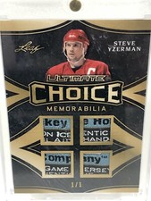 2017-18 Leaf Ultimate Steve Yzerman Quad Logo Choice Memorabilia 1/1!