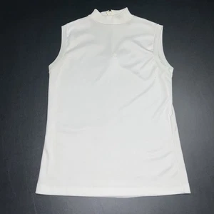 Vintage Double Knit Shirt XL weiß Mock Neck ärmellos Stretch Back Zip Damen - Bild 1 von 7