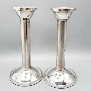 ASPREY London Pair Sterling Silver 8” Candlesticks Milled Excellent Condition! - Picture 1 of 10