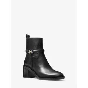 MICHAEL KORS MINDY BLOCK HEEL BOOT BLACK BOMBE 100% LEATHER 6.5M $295 MSRP - Picture 1 of 7