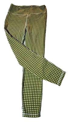 J.Crew Womens Weekend High-Rise Leggings Yoga Pants Sz Small Olive Beige Gingham - Image 1 of 4