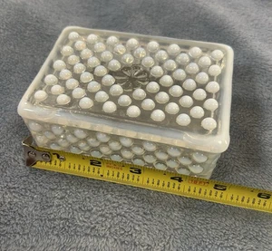 Fenton Moonstone Trinket Box Dish Opalescent White Glass Lidded Hobnail Vintage - Picture 1 of 11