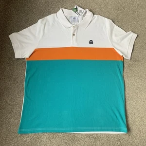 Tog 24 Striped Polo Shirt Smart Casual Summer Holiday Retro White XL - Picture 1 of 3