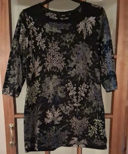 NEXT Ladies Gorgeous Black And Gold 3/4 Sleeve Top. Size 20. - Picture 1 of 4