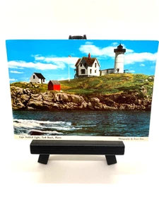 Cartolina del faro di Cape Neddick, York Beach, Maine, spedita - Foto 1 di 7