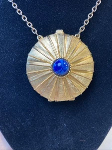 Vintage Estee Lauder Empty Perfume 2” Pendant 12” Necklace Locket Gold Tone - Picture 1 of 6