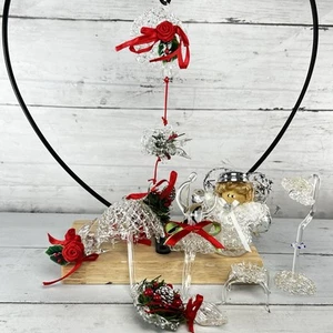 Vtg Spun Glass Christmas Ornaments Figures Umbrella Ballerina Birds Salt Angel - Picture 1 of 24