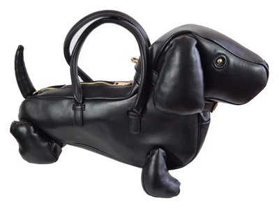 Designer Handtasche Dackel Hund Schwarz - total süß - frecher Biergartendackel - Bild 1 von 4