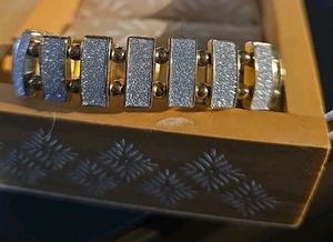 Kette Armband gold & silberfarben Art Deco Mid Century Bohemian Modernist 2,75" - Bild 1 von 5