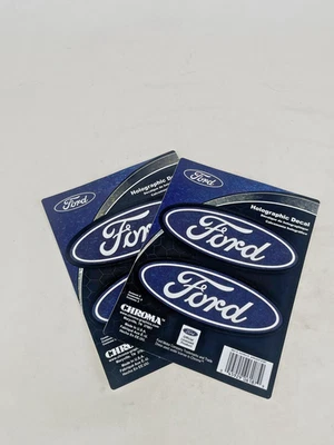 Calcomanía holográfica Ford con licencia auto hogar oficina equipaje paquete de 2 4 pegatinas Foto 1 de 4
