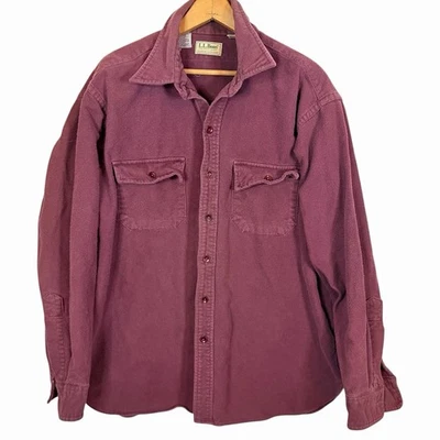 Vintage L.L. Bean Chamois Cloth Shirt Burgundy Made in USA Heavy Cotton - Image 1 of 4