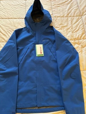 Marmot PreCip Eco Pro 男式防水夹克,蓝色,中号全新带标签 — 第 1/4 张图片