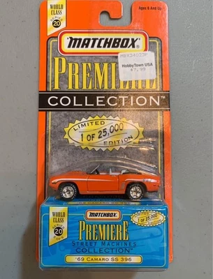Matchbox Premiere Collection - 69 CAMARO SS 396 - World Class Series 20 Orange - Image 1 of 2