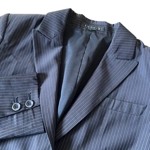 Theory Women's Navy Pinstripe Wool Blend Blazer Jacket Size 4 One Button - Picture 1 of 9