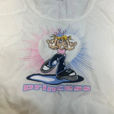 No Boundaries VTG Y2K Womens Crop White Short Sleeve Top Spoiled Princess XL - Image 1 of 4