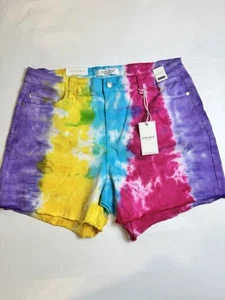 Judy Blue Snow Cone Tie Dye High Waisted Cut Off Shorts Size 2 XL 1079 - Picture 1 of 6