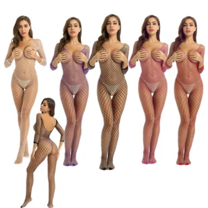 Sexy Women Bodysuit Fishnet Body Stocking Lingerie Baby doll Nightwear Sleepwear - Picture 1 of 70