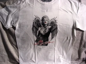 MARILYN MONROE WINGS TATTOO LIPS T-SHIRT SHIRT - Picture 1 of 2